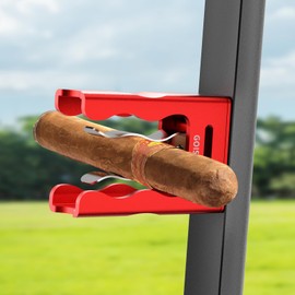 Goisdom Magnetic Cigar Holder – Ideal Cigar Accessory for Golf Carts, Beach Chairs,Fishing Rods,Strong Magnetic Base with Loop Strap, Ergonomic Grip, Durable Aluminum,Gift for Cigar Men-Red