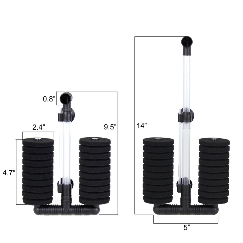 AQUANEAT 1 Pack Double Bio Sponge Filter, for Fry, Betta,