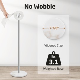 KES Toilet Paper Holder Freestanding, Toilet Paper Holder Stand with Natural Marble Base, 26" Height Floor Free Standing Toilet Paper Holder 18/8 Stainless Steel Polished Finished, BPH284S66