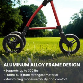 DAILYLIFE Rollator Walkers for Seniors, Steerable Cane with 7.5" Wheels, Foldable 3 Wheels Rolling Cane with Adjustable Heights, Brakeless Aluminum Crutches - Red