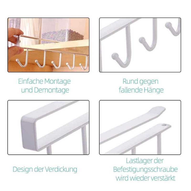 THETAG Cup Holder, Cupboard Insert Under Cabinet Hanging Rack Cupboard
