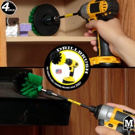 Drill Brush - Kitchen Accessories - Spin Brush Kit with Extension - Grout Cleaner - Mold Remover - Calcium - Rust - Hard Water - Dishes, Pots and Pans, Stove, Oven, Sink, Flooring, Tile, Porcelain