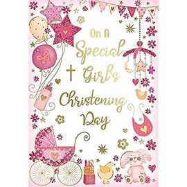 "Express Yourself" Christening Card for Girl on a Pink Font - Includes Envelope