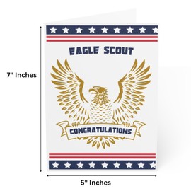 J&J'S TOYSCAPE Eagle Scout Congratulation Card, Well Done Card for Eagle Scouts, US Flag Patriotic Boy Scouts Card, 5x7 Card with Envelope, Blank Inside (Eagle Scouts)