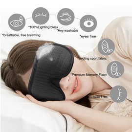 LEEKEN 3D Sleeping Eye Mask - 100% Lights Blockout Sleep Mask for Men Women, Cool Sports Fabric Eye Cover for Travel/Nap/Night Sleeping,Comfortable and Breathable