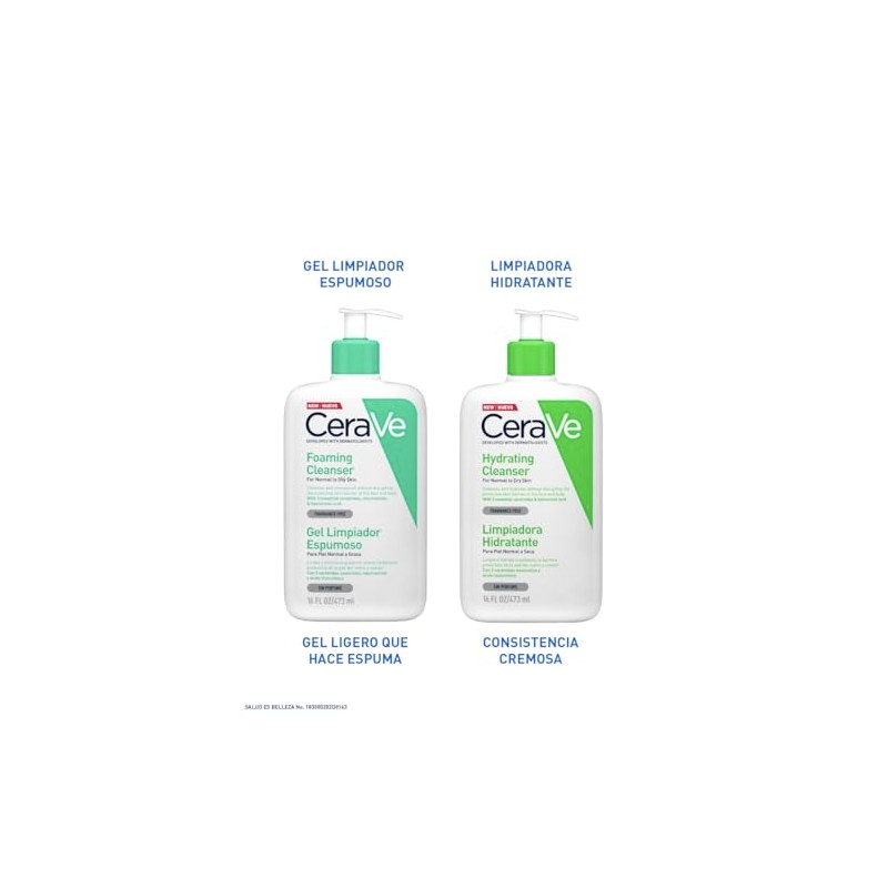 Cerave Gel Limpiador Espumoso Piel Normal Grasa Ceramidas Esenciales Niacinamida