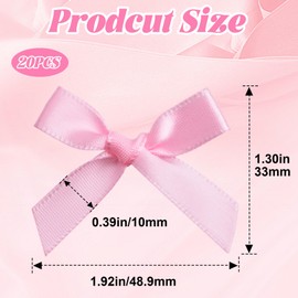 SmallCat 20pcs Bow Safety Pins Charms, Mini Cute Bow Junk Socks Charms for Women, Ribbon Bowknot Brooch Pins Accessories for Shoes Shirts Hats Jeans Shawls- Pink