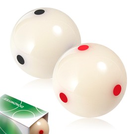 DONZWIYES Pro-Cup Pool Cue Ball 2 1/4" 6 Dots AAA-Grade Regulation Size Pool Billiard Training Cue Ball(2 Pack,Red and Black Set)