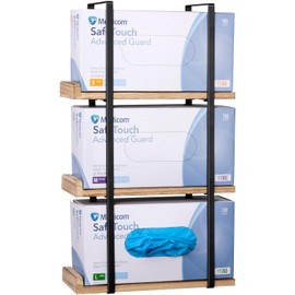 Giftormous Glove Holder Dispenser for Wall Mount Wooden Metal Disposable Latex Glove Box Holder for Home Office, Lab and Garage, Tissue Wire Rack Wall-mounted for Kitchen Organizer Decor