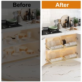 GarveeHome Pull Out Cabinet Organizer, Metal Slide Out Dish and Bowl Drying Rack, Fixed With Adhesive Nano Film, Cabinet Organizers for Kitchen Under Sink, 15.4”W x 16.5”D