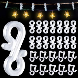 Christmas Light Clips, Pack of 100 Plastic Fairy Lights Hooks Christmas Light Clips, Gutter Fairy Lights Holder, S Clips, Fairy Lights Hooks for Christmas Decoration (50S + 50♬)