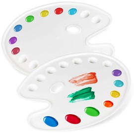 DUGATO Large Oval Paint Tray Palette 2pcs, Art Painting Palettes 14x10.5 inches, 14-Well Mixing Tray for Mixing and Separating Colors, for Oil Watercolors & Acrylic Paints