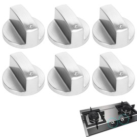 ICHOWHO 6 Pcs Cooker Knobs, 6mm Universal Cooker Knob Replacement Metal Gas Hob Knobs for Gas Stove, Kitchen Cooktop, Various Ovens