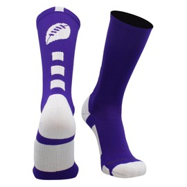 MadSportsStuff Football Logo Crew Socks (Purple/White, Small)