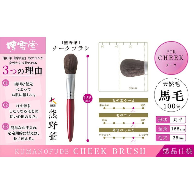 Hakuundo Kumano Brush, Cheek Brush, Concealer Brush, Makeup Brush, Eye