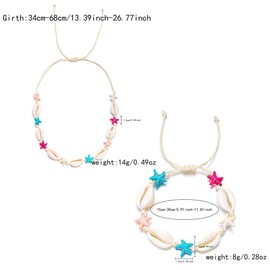 Rrdaily Starfish Shell Choker Necklace Bracelet Set for Women, Beach Boho Summer Vacation Accessories Jewelry (Color)