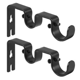 Anndason Heavy Duty Double Curtain Rod Brackets, 1" & 5/8" Inch Rod Holders (Set of 2, Black)