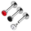 Set of 3 Steel Internal Thread Lip Labret Earrings 16g