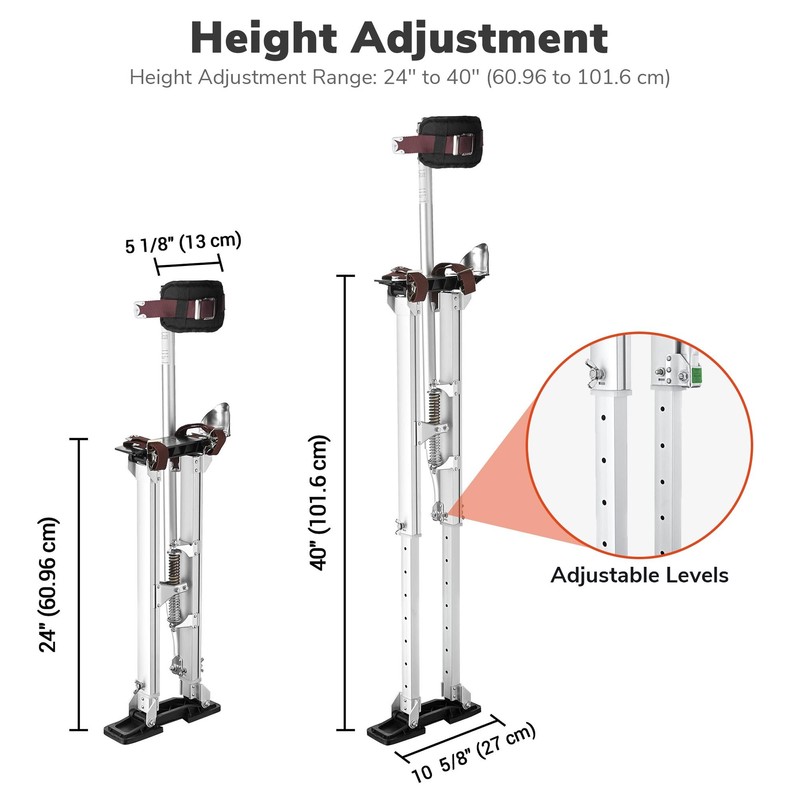 Yescom Silver 24-40" Drywall Stilts Bundle with 1 Pair Stilt