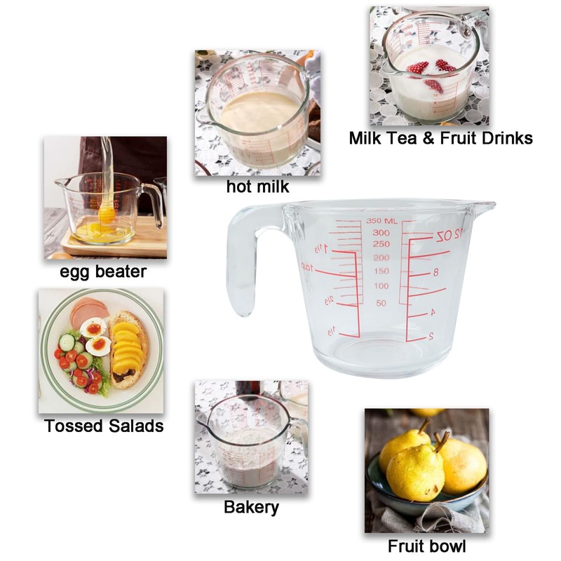 Measuring Cups Glass 350ml Measuring Cups, Multi-Purpose Liquid Measuring Cups