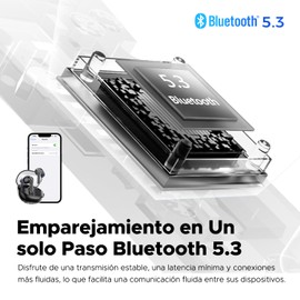 SoundPEATS Clear Audífonos Inalámbricos Bluetooth 5.3, Controladores de 12 mm y Doble Micrófono ENC para Llamadas Claras Modo de Juego 40 Horas de Tiempo de Reproducción Control de Aplicación