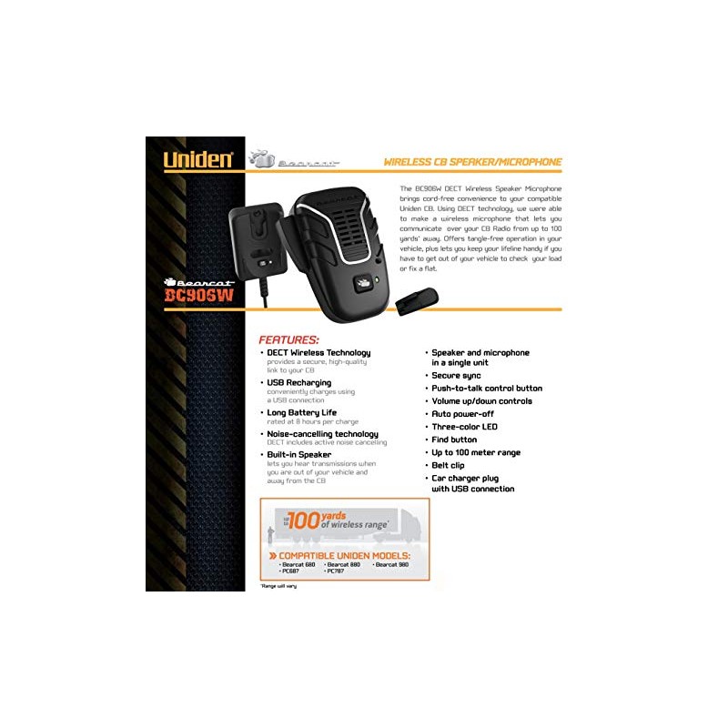 Uniden BC906W Wireless CB Microphone and Speaker in a single