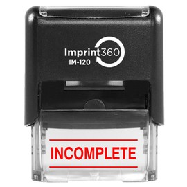 Supply360 AS-IMP1146R - Incomplete w/Upper and Lower Bars, Red Ink, Heavy Duty Commerical Self-Inking Rubber Stamp, 9/16" x 1-1/2" Impression