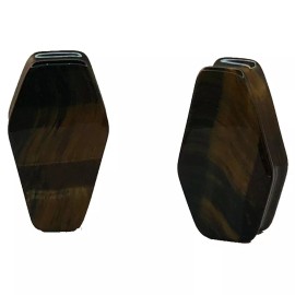 Blue Palm Jewelry Pair 11/16" 18MM Blue Tiger Coffin Stone Saddle Double Flare Ear Lobe Plug E591