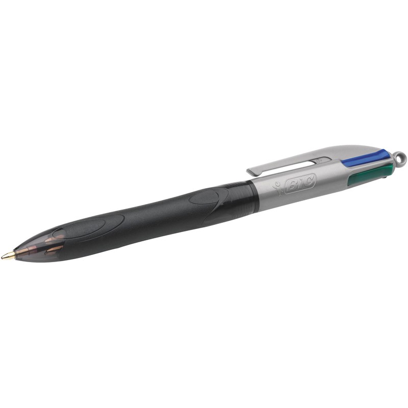 BIC 4-Color Grip Retractable Ball Pens, Medium Point (1.0 mm),