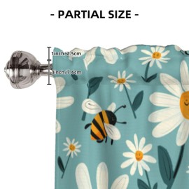 NeuKim Valance for Windows Daisy Flower Cartoon Bee Kitchen Curtains Valances Rod Pocket Window Treatment Short Topper Curtains 1 Panel, 54x18inch