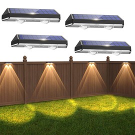 Solar Fence Lights Outdoor, 3 Mode, IP65 Waterproof Fence Solar Lights Outdoor, Solar Wall Lights for Outside, Backyard Railing Step Patio Deck Fence Stair Railings (4 pcs)