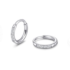limerencia Small Hoop Earrings for Women, Hypoallergenic Titanium Huggie Hoop Earrings Set G23 Piercings Cartilage Earrings Set for Women Sensitive Ears (White CZ Silver, 6mm)