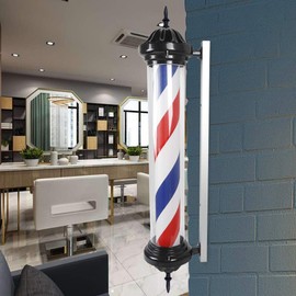 OUKANING 40in Wall-Mounted Rotating Barber Lamp Hair Salon Open Sign LED Light Stripes Red Blue and White Barber Shop Wall Pole Light with 59in Cord 110V 50/60Hz