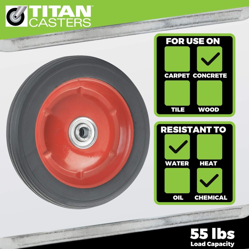 Flat Free Solid Rubber Wheel Assemblies - Replacement Hand Truck