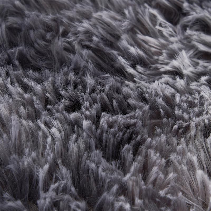 chovy Faux Fur Tie-Dyed Black Gray White Colorful Comforter Sets