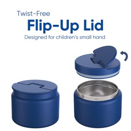 Godobo 14.5oz Soup Thermo for Hot Food Kids Vacuum Insulated Food Jar Twist-Free Soup Thermo for Hot Food Kids Leakproof Stainless Steel Wide Mouth Lunch Container (Blue)