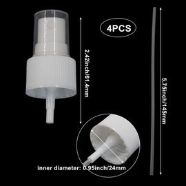 Waziaqoc 4PCS Spray Bottle Top, Nozzle Sprayer Tops Replacement, 24mm Plastic Sprayer Pump, Fine Mist Sprayer for Essential Oil, Cleaning Solutions, White