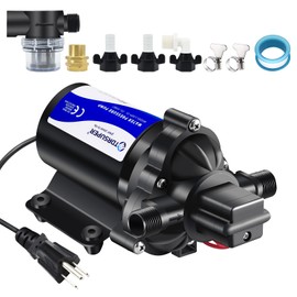 TDRSUPER Self-Priming Water Transfer Pump 110V AC, 4GPM 45PSI High Pressure Booster Pump, Black Stainless Steel Diaphragm Garden Sprinkler Pump for Home, Kitchen, Bathroom, Marine, Yacht