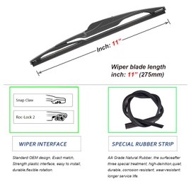 EMITHSUN QUALITY 11" Premium All-Seasons Durable Stable And Quiet Rear Windshield Wiper Blades (pack of 1)