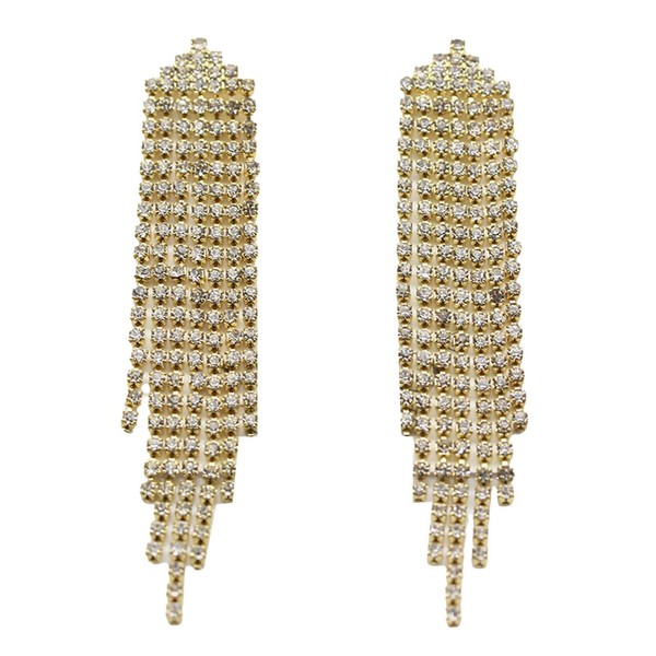 Women Long Tassel Earrings Sparkle Rhinestone Waterfall Earrings Dangle Drop