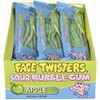 Face Twisters Sour Bubble Gum Straws, Green Apple, 2 Ounce
