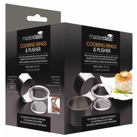 MasterClass MCRINGPUSH kitchen Craft 2-Piece Cooking Rings, Stainless-Steel, Silver, 9 x 12 x 16 cm