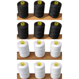 20 Sewing Overlocking 100% Polyester Threads 40/2, (10 White + 10 Black) for Sewing Machines/Hand Stitching, Overlock 1,000 Meters Each - Ideal for Sewing, Quilting and Much More