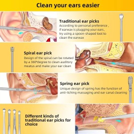 mamakoi 9 Pcs Ear Pick Earwax Removal Kit, Ear Cleansing Tool Set, Ear Wax Removal Tool