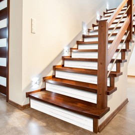 funlife 13Pcs Farmhouse Style PVC Stair Sticker, Peel and Stick Staircase Decals, Self-Adhesive Waterproof Stair Riser Stickers for Home loft Apartment Decor, 39.37"x7.09" Weathered Rustic White Wood