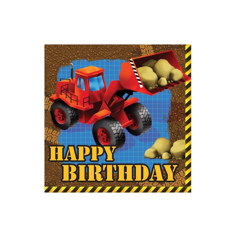 16-Count Paper Lunch Napkins, Under Construction Happy Birthday