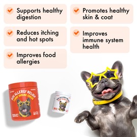 Allergy Relief Chews for Dogs & Immune & Digestive Supplement with Wild Salmon Oil Kelp Colostrum Turmeric Probiotics & Bee Pollen for Seasonal Allergies Anti Itch, Skin Hot Spots 120 Soft Treats