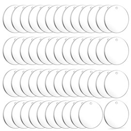 Heshebuy 50 Pieces Acrylic Keychain Blanks, Circles Clear Acrylic Keychain for DIY Crafts and Keychain Crafting