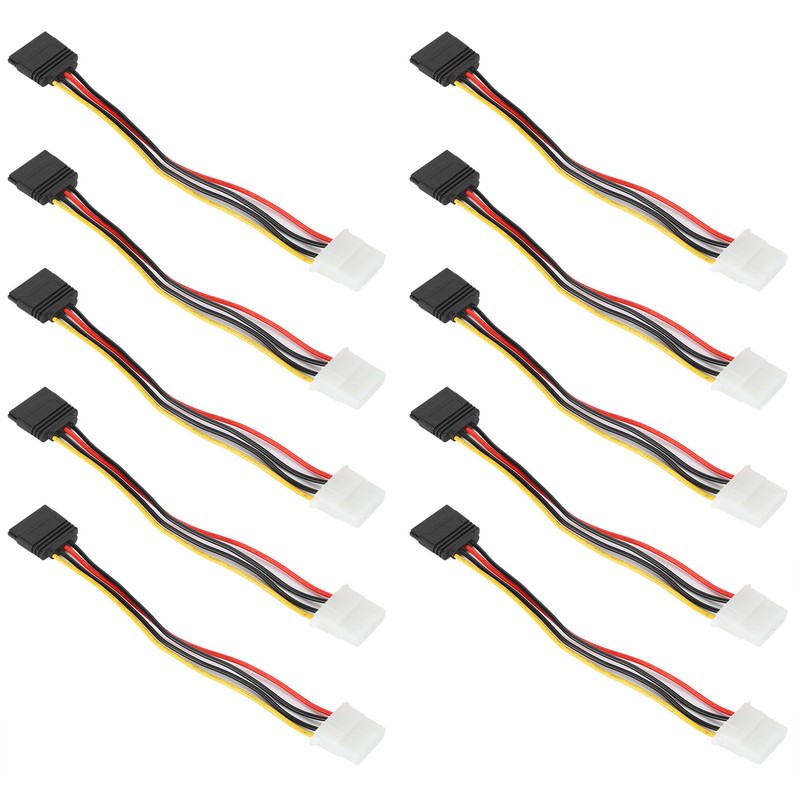 10 Pcs SATA Cables Big 4Pin to 15Pin IDESATA Power