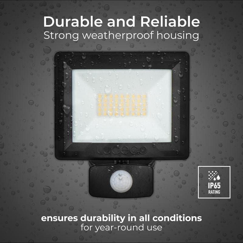 Luceco Outdoor Security LED Floodlight with PIR Motion Sensor for